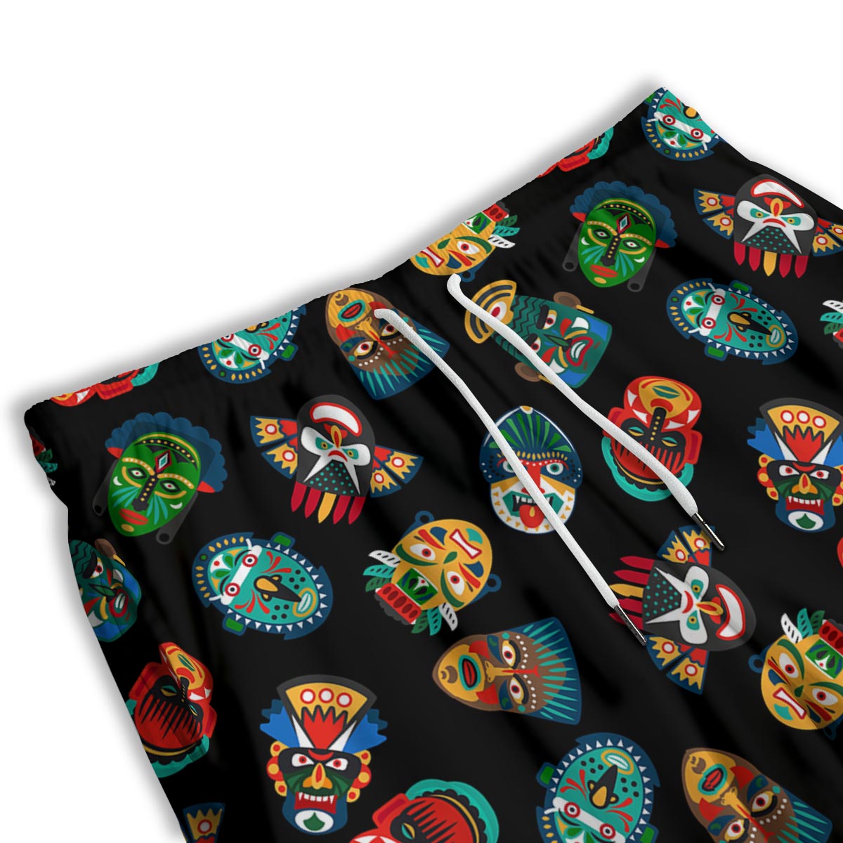 Mask Tribal Tiki Print Pattern Men's Athletic Shorts