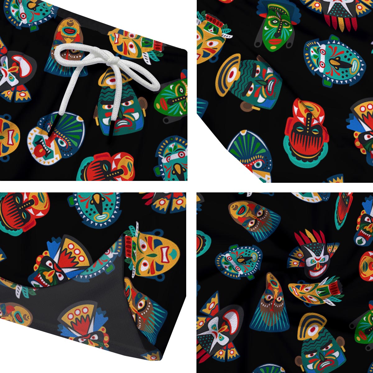 Mask Tribal Tiki Print Pattern Men's Running Shorts-grizzshop
