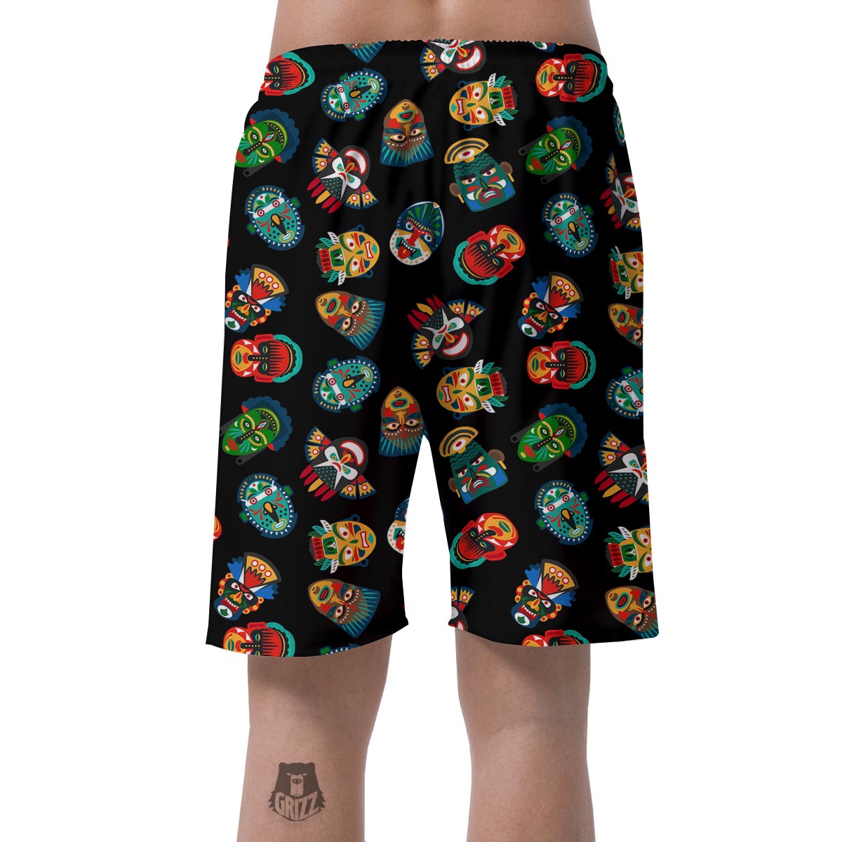 Mask Tribal Tiki Print Pattern Men's Shorts-grizzshop