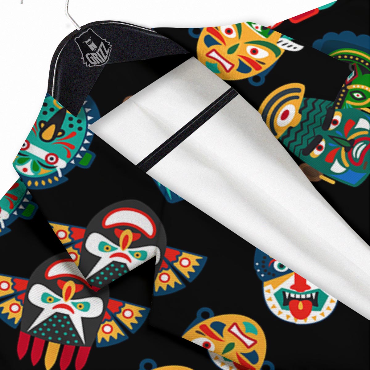 Mask Tribal Tiki Print Pattern Men's Sport Coat-grizzshop