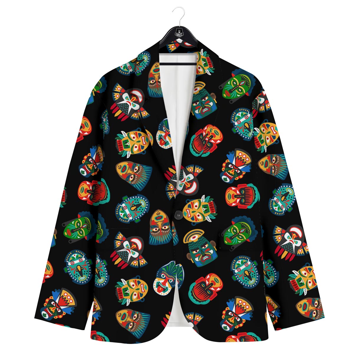 Mask Tribal Tiki Print Pattern Men's Sport Coat-grizzshop