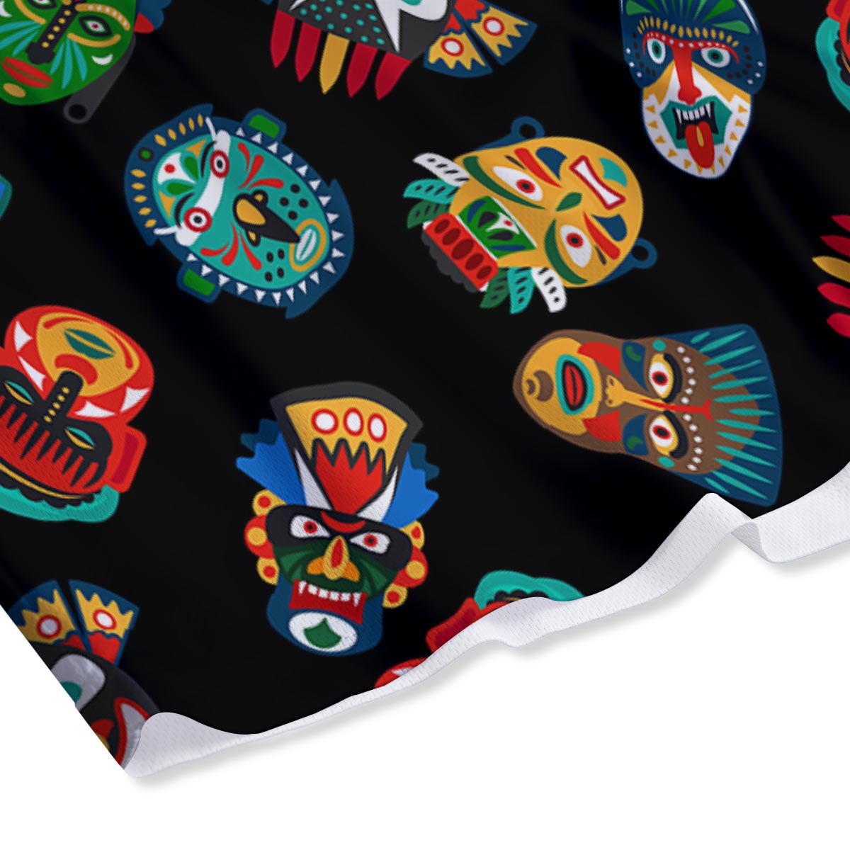 Mask Tribal Tiki Print Pattern Mesh Shorts