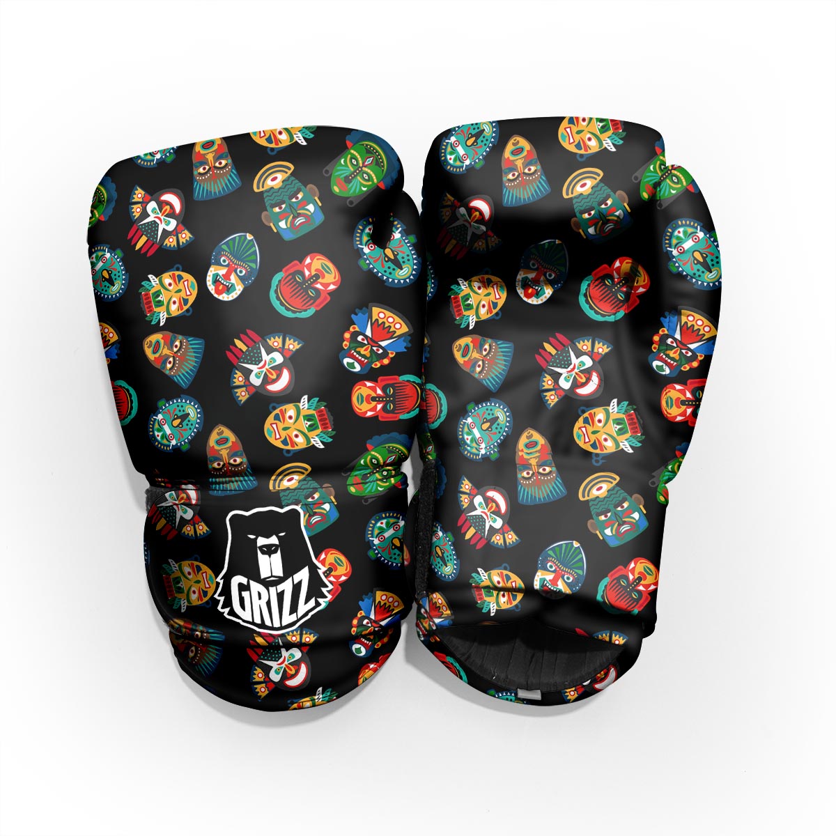 Mask Tribal Tiki Print Pattern Pro Boxing Glove