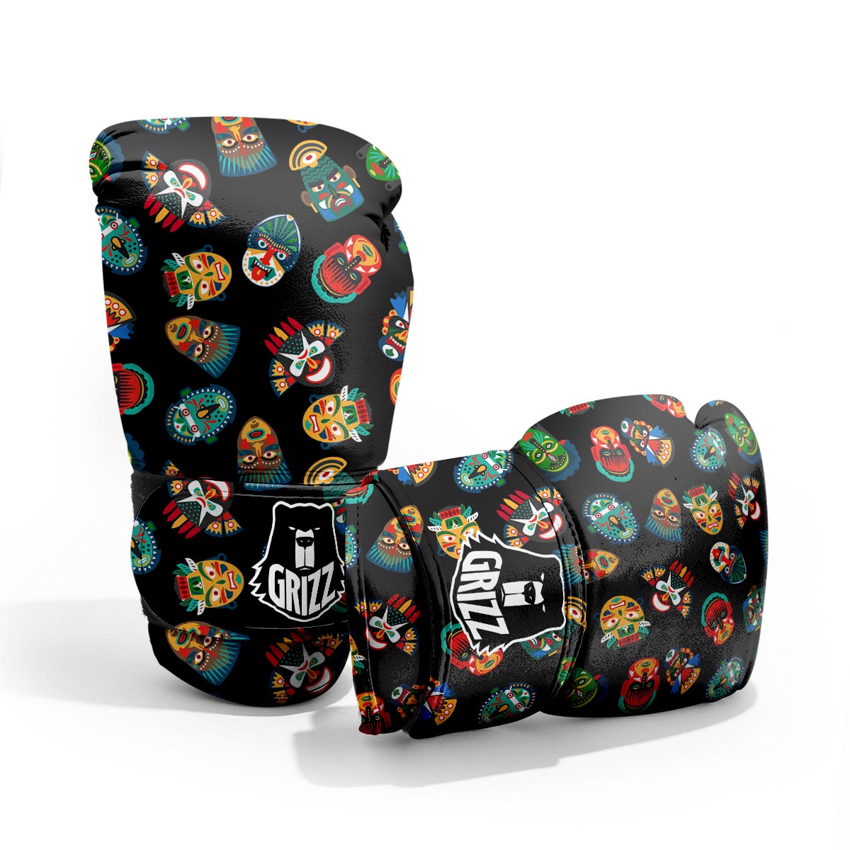 Mask Tribal Tiki Print Pattern Pro Boxing Glove