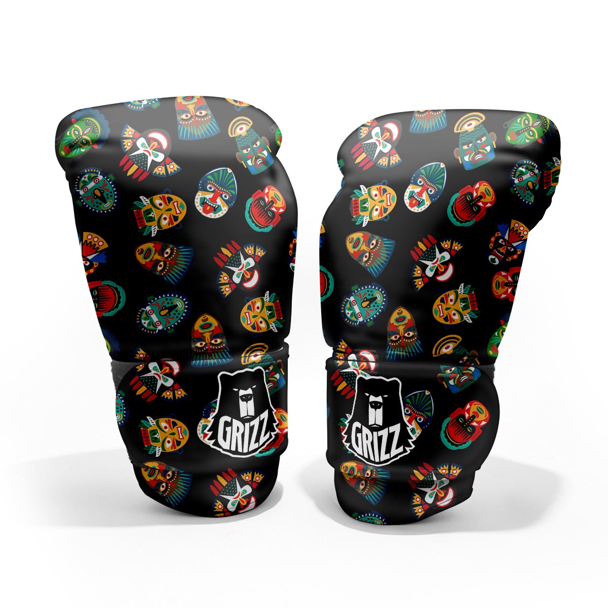 Mask Tribal Tiki Print Pattern Pro Boxing Glove