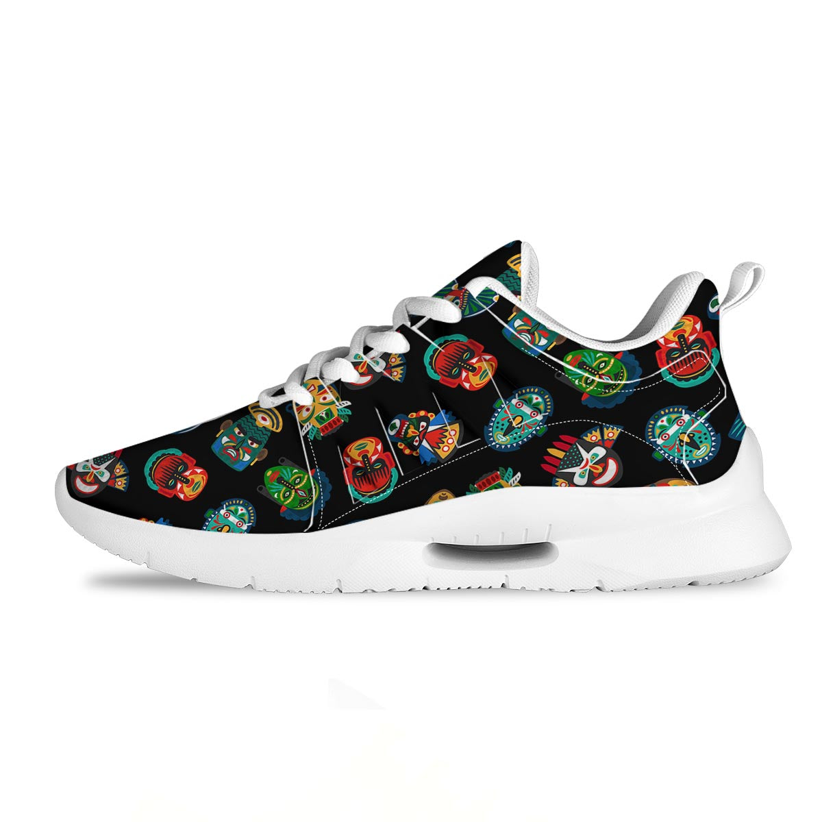 Mask Tribal Tiki Print Pattern Tennis Shoes-grizzshop