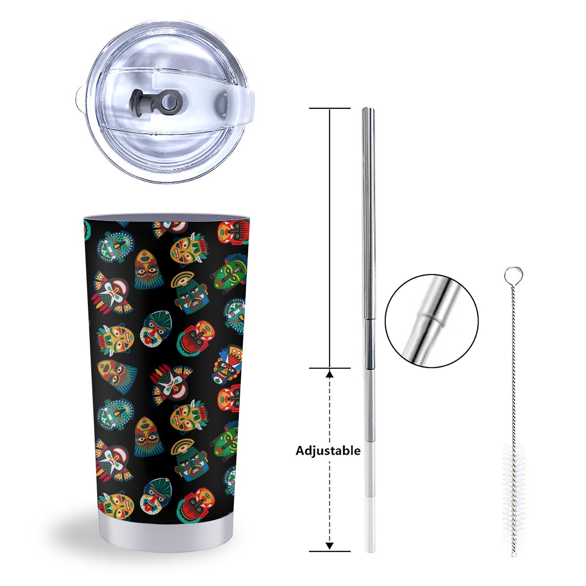 Mask Tribal Tiki Print Pattern Tumbler-grizzshop