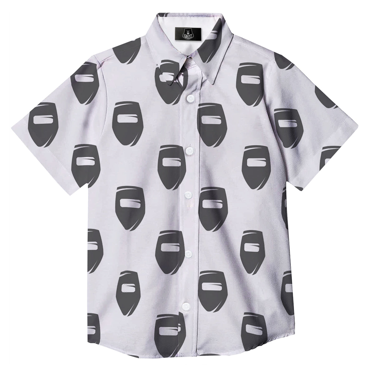 Mask Welding Print Pattern Button Up Shirt-grizzshop