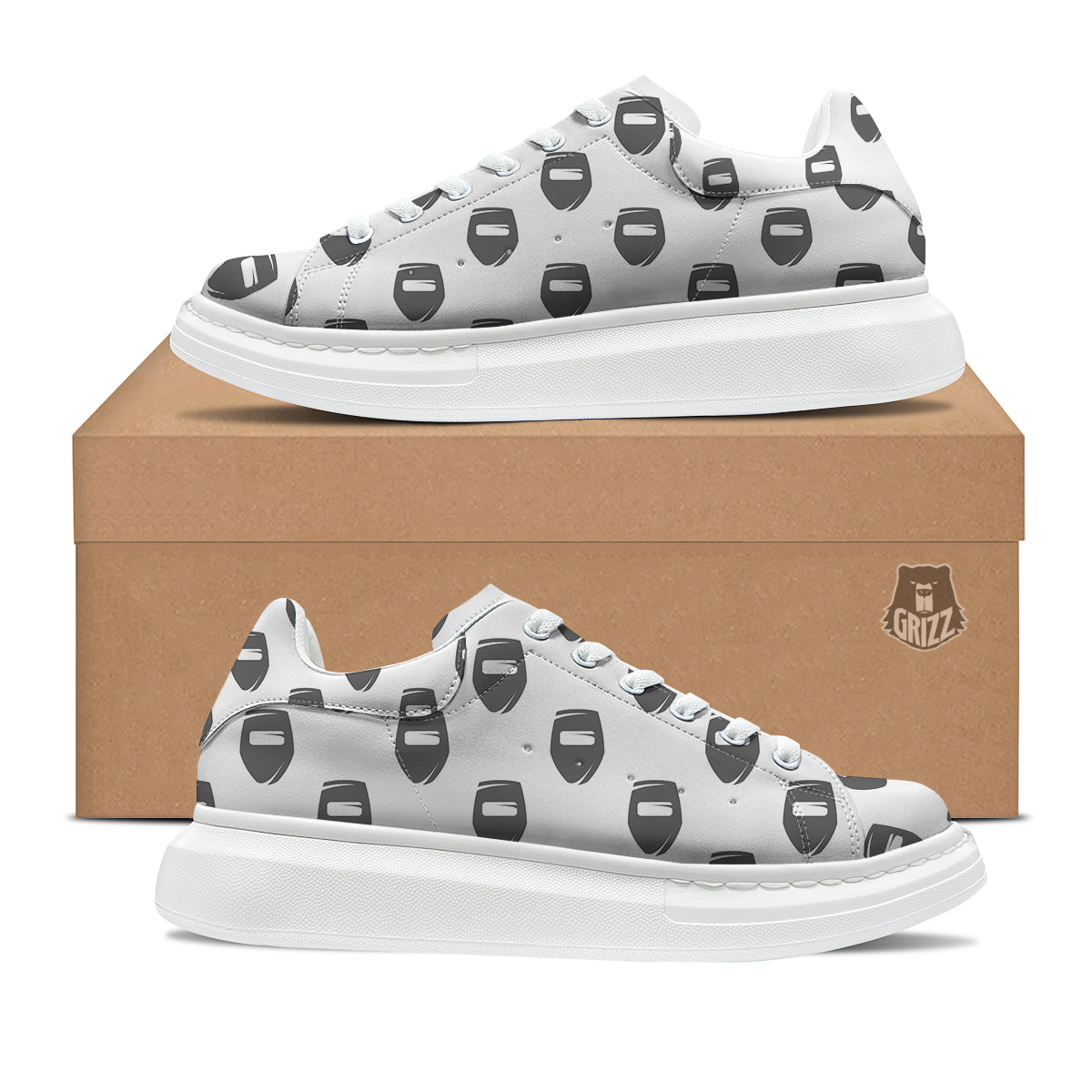 Mask Welding Print Pattern Platform Shoes-grizzshop