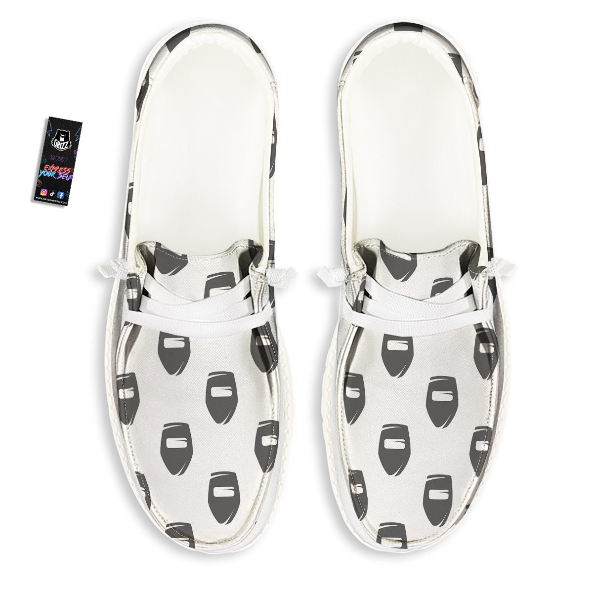 Mask Welding Print Pattern White Loafers-grizzshop