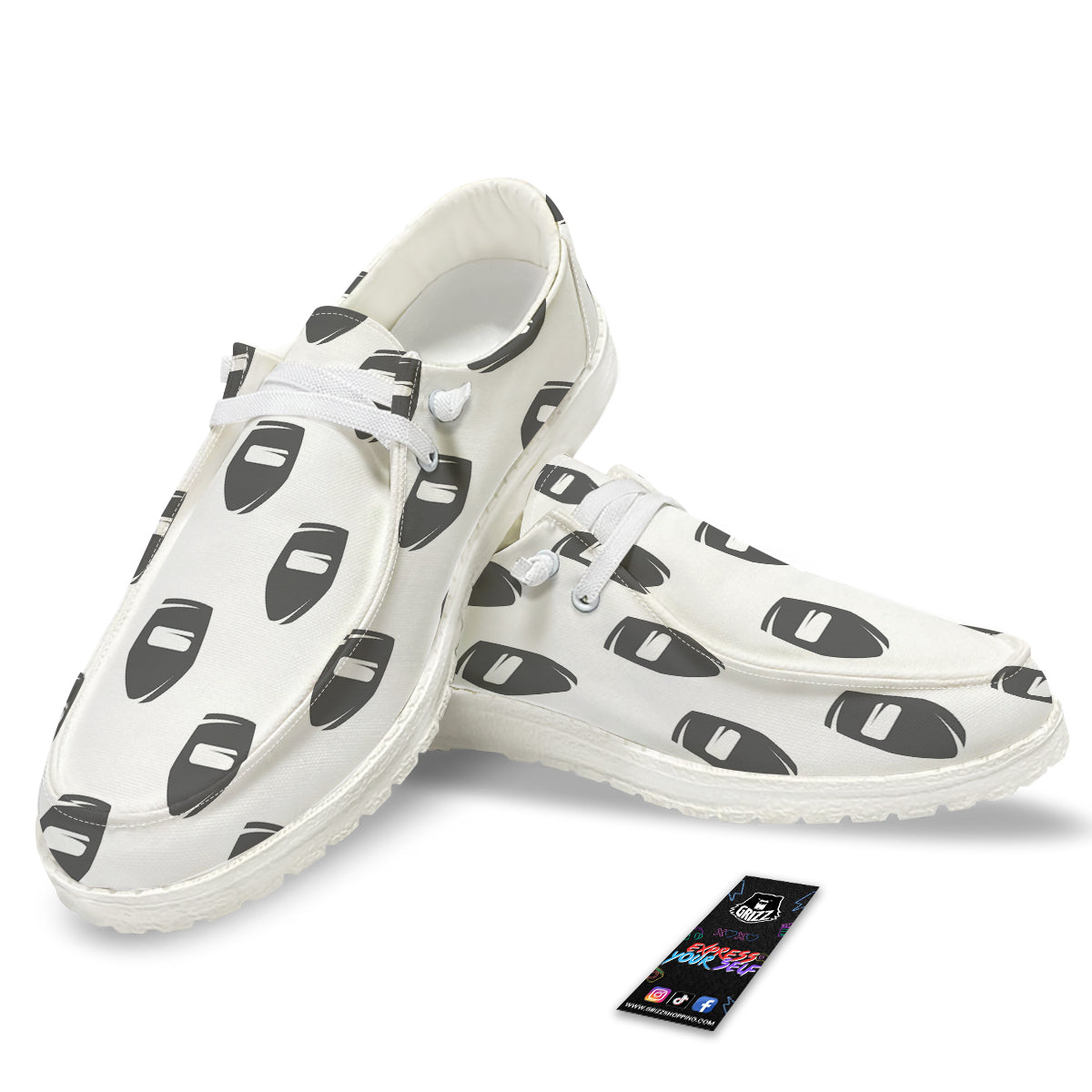 Mask Welding Print Pattern White Loafers-grizzshop