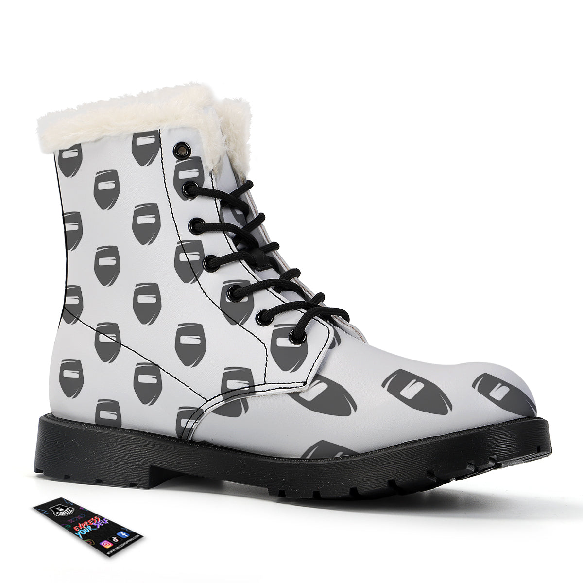 Mask Welding Print Pattern Winter Boots-grizzshop