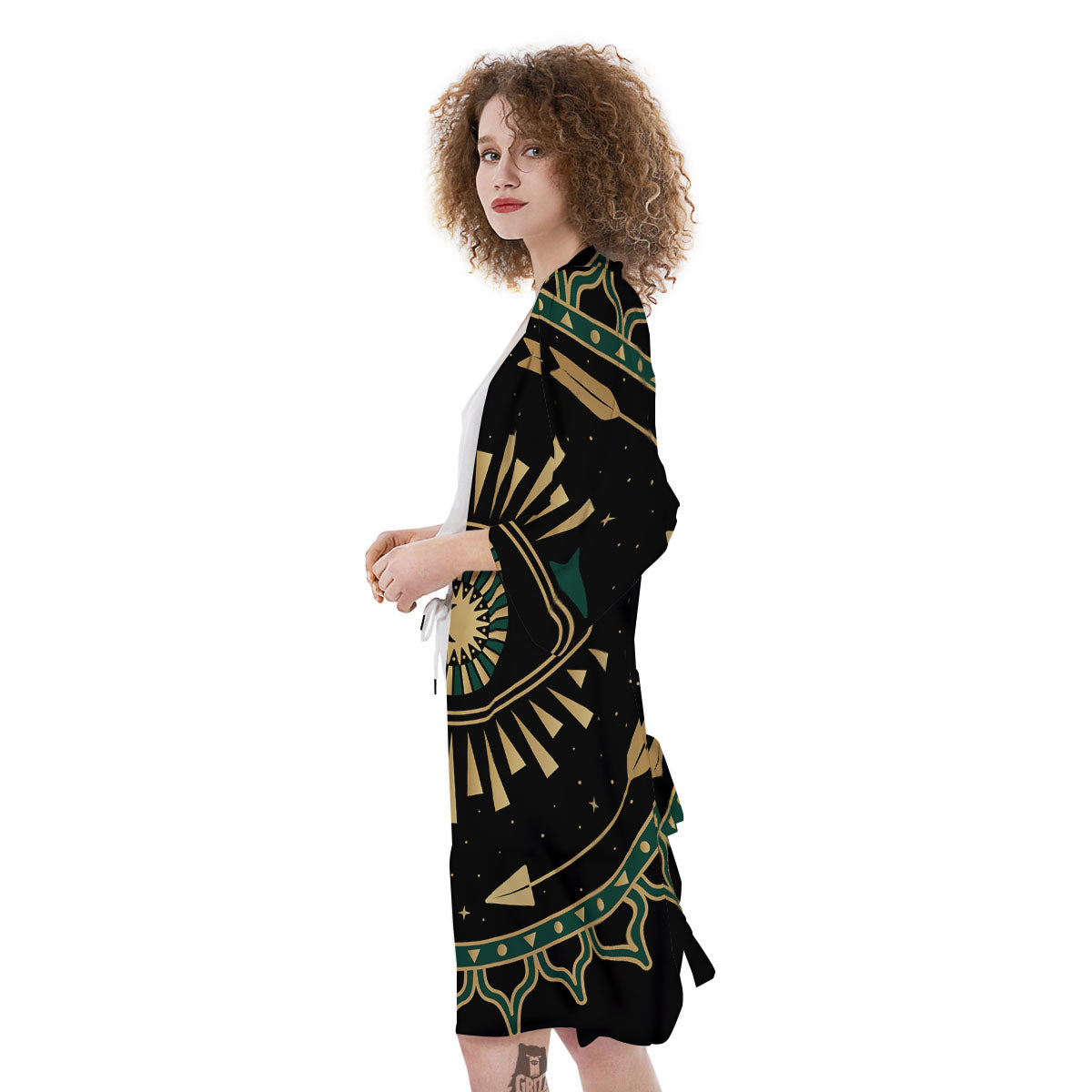 Masonic Eye Green Print Kimono-grizzshop