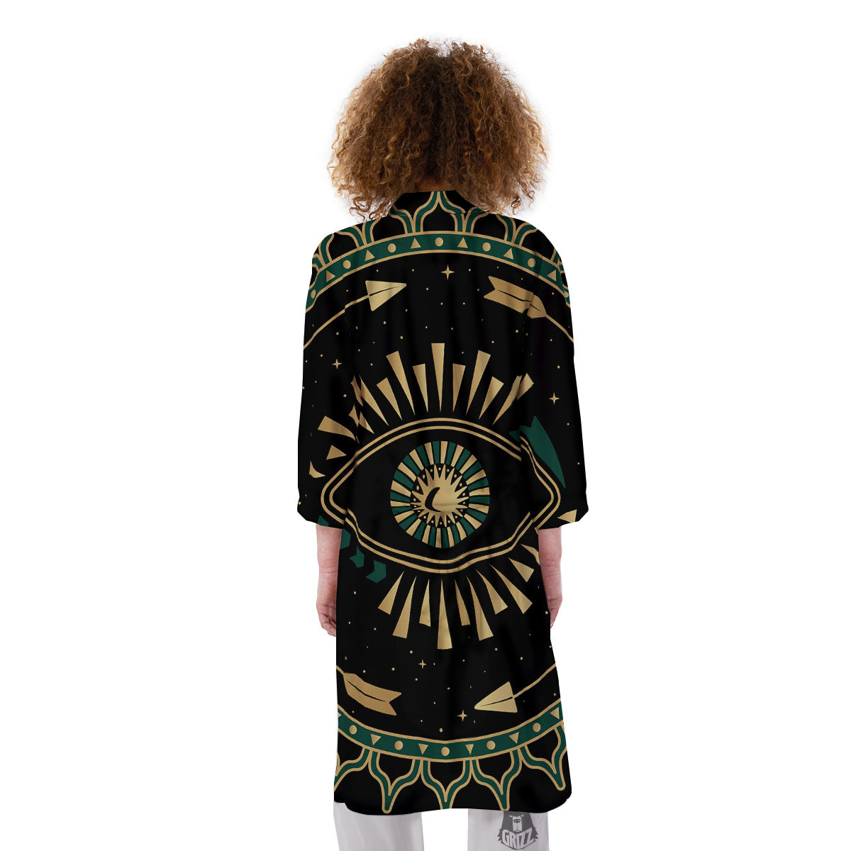 Masonic Eye Green Print Kimono-grizzshop