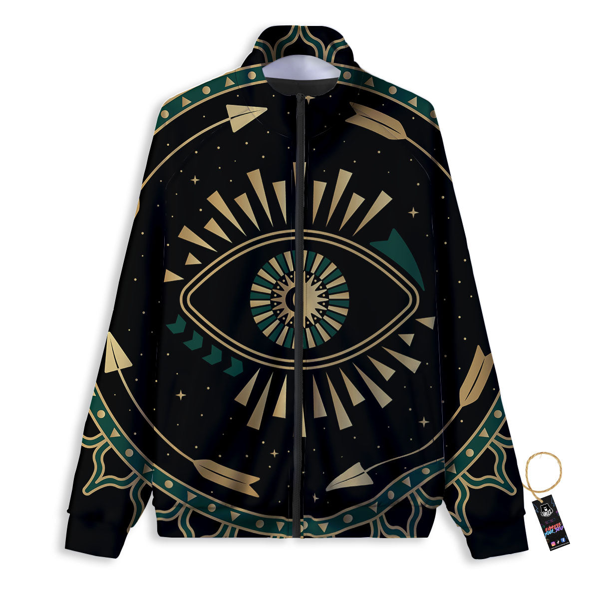 Masonic Eye Green Print Track Jacket-grizzshop