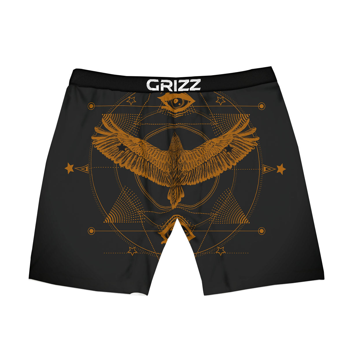 Masonic Eye Raven Print Boxer Briefs-grizzshop