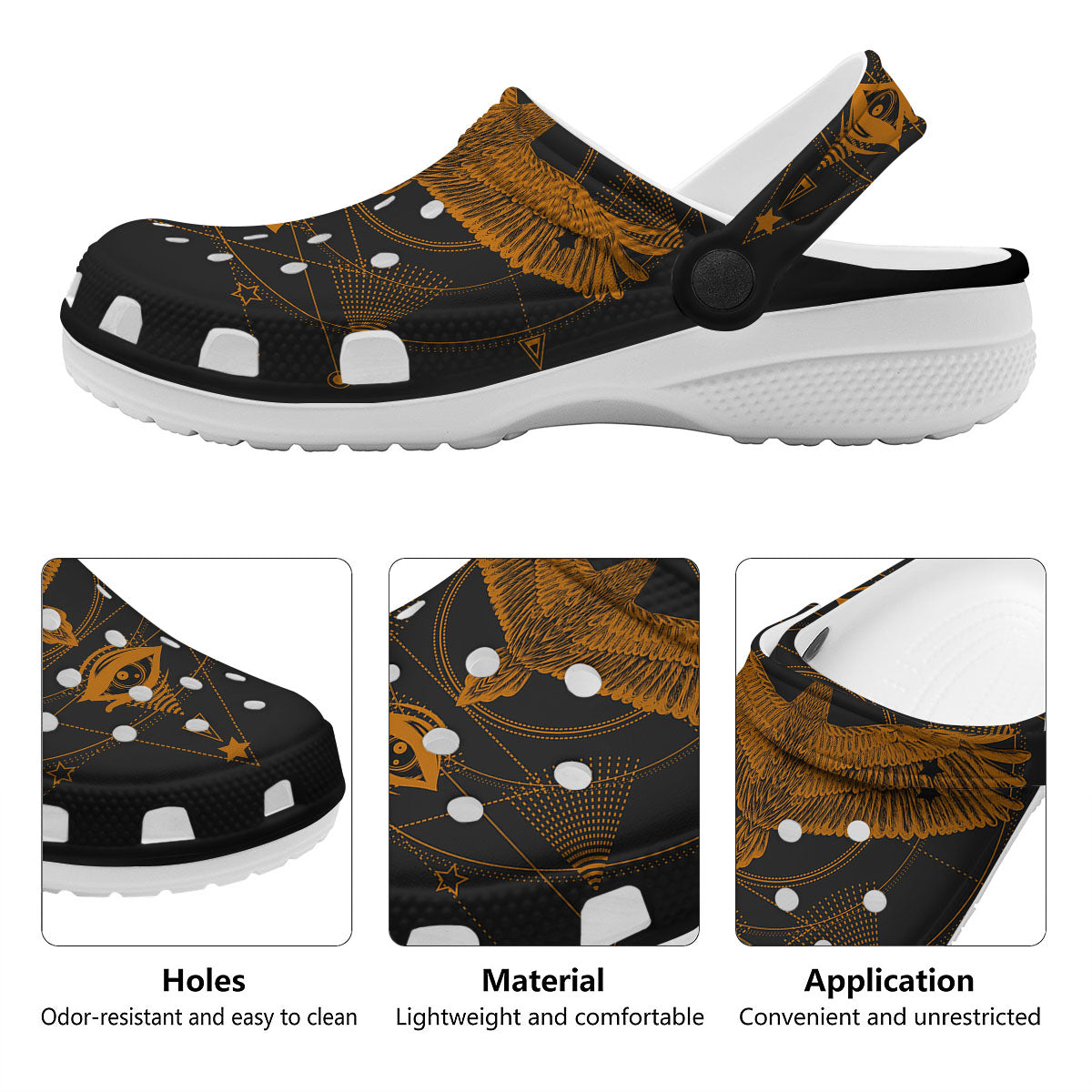 Masonic Eye Raven Print Clog-grizzshop
