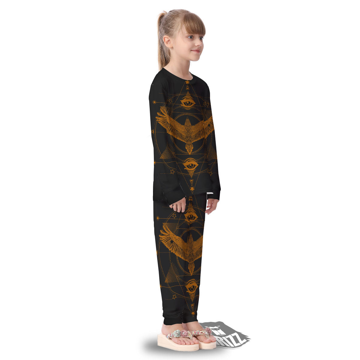 Masonic Eye Raven Print Kid's Pajamas-grizzshop