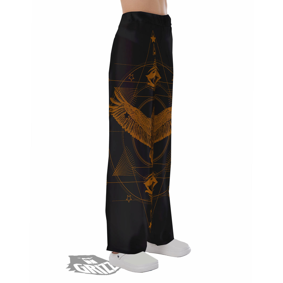 Masonic Eye Raven Print Pajama Pants-grizzshop