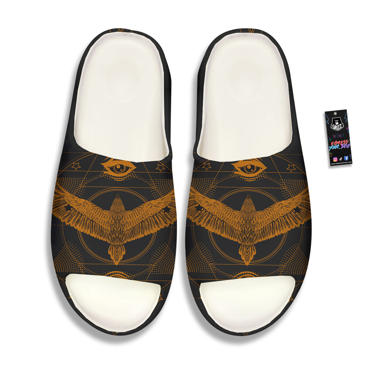 Masonic Eye Raven Print Sandals-grizzshop