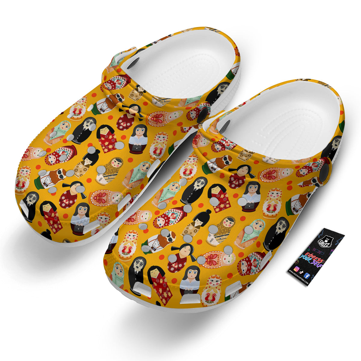 Matryoshka Doll Yellow Print Pattern Clog-grizzshop