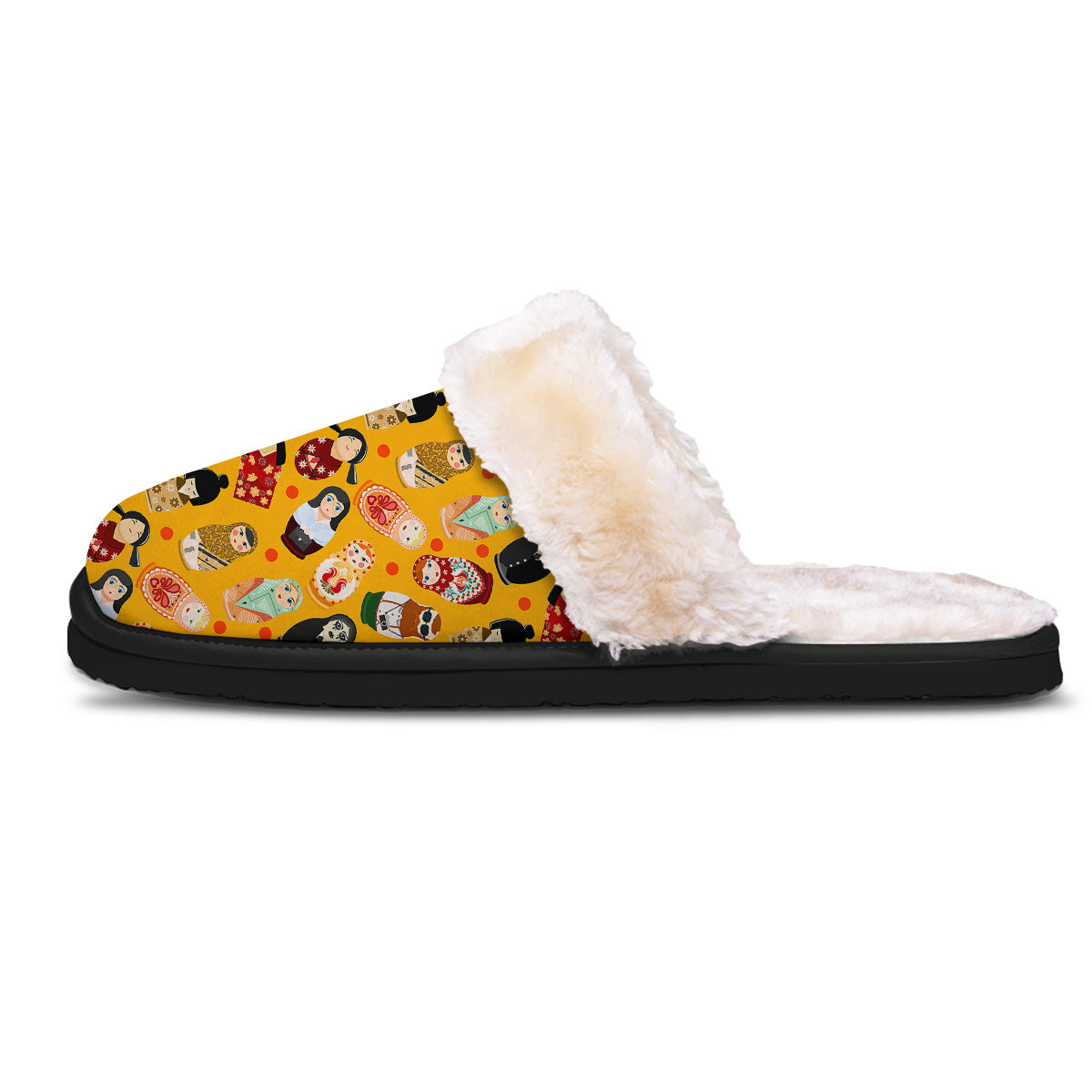 Matryoshka Doll Yellow Print Pattern Slippers-grizzshop