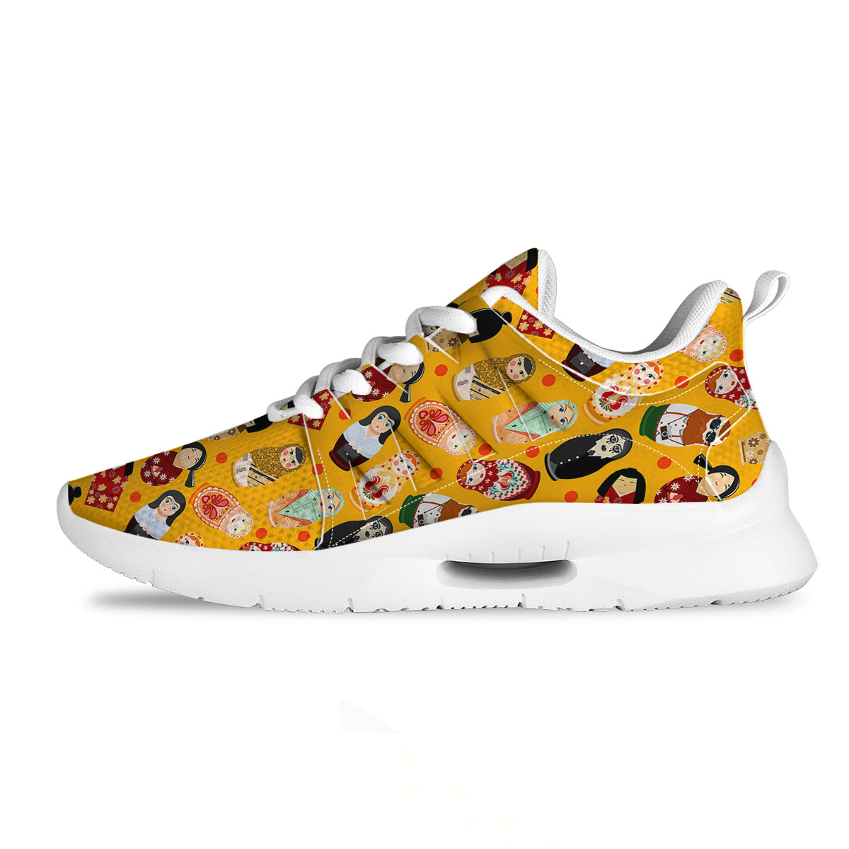 Matryoshka Doll Yellow Print Pattern Tennis Shoes-grizzshop