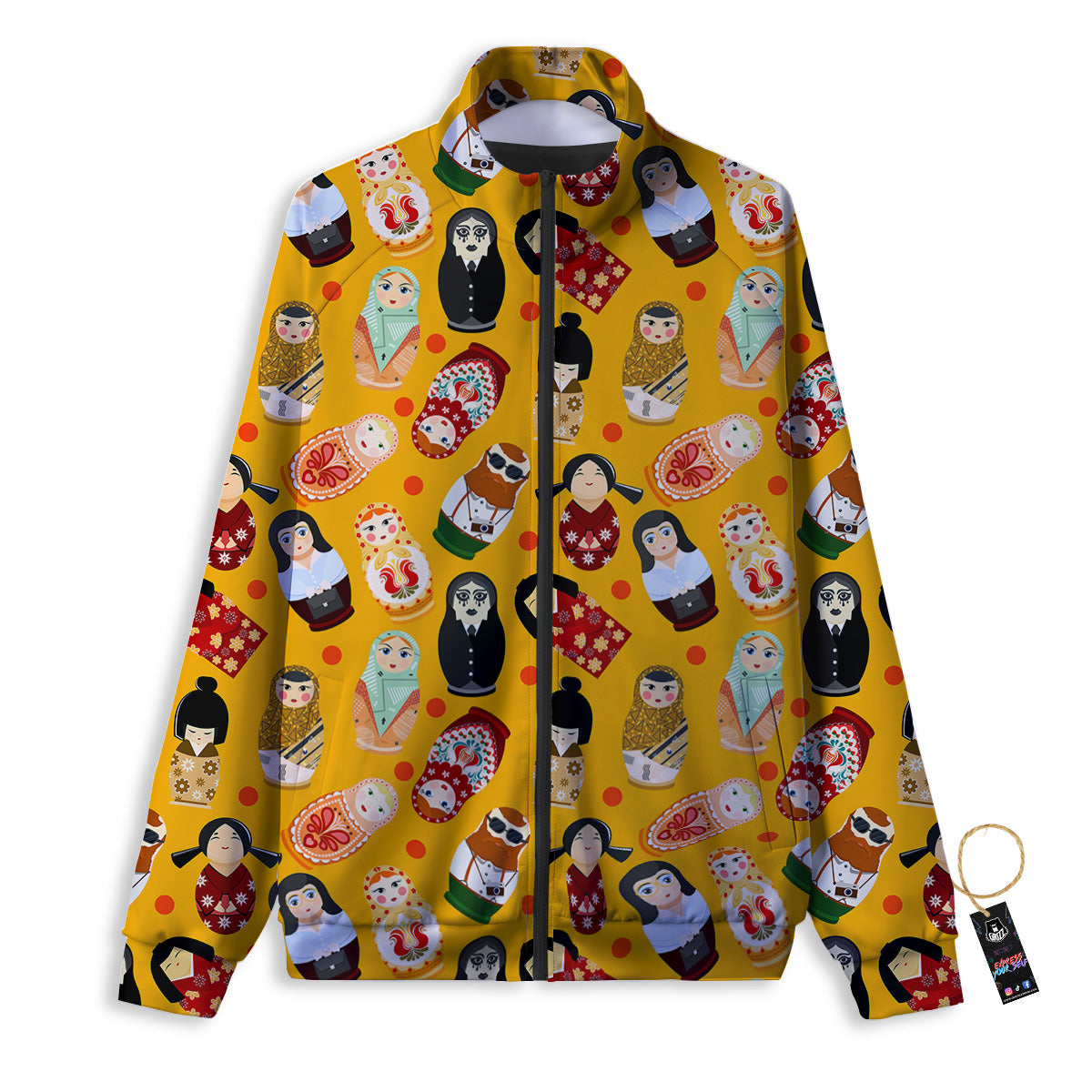 Matryoshka Doll Yellow Print Pattern Track Jacket-grizzshop