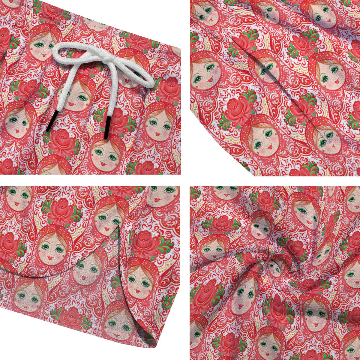 Matryoshka Traditional Pink Print Pattern Men's Running Shorts-grizzshop