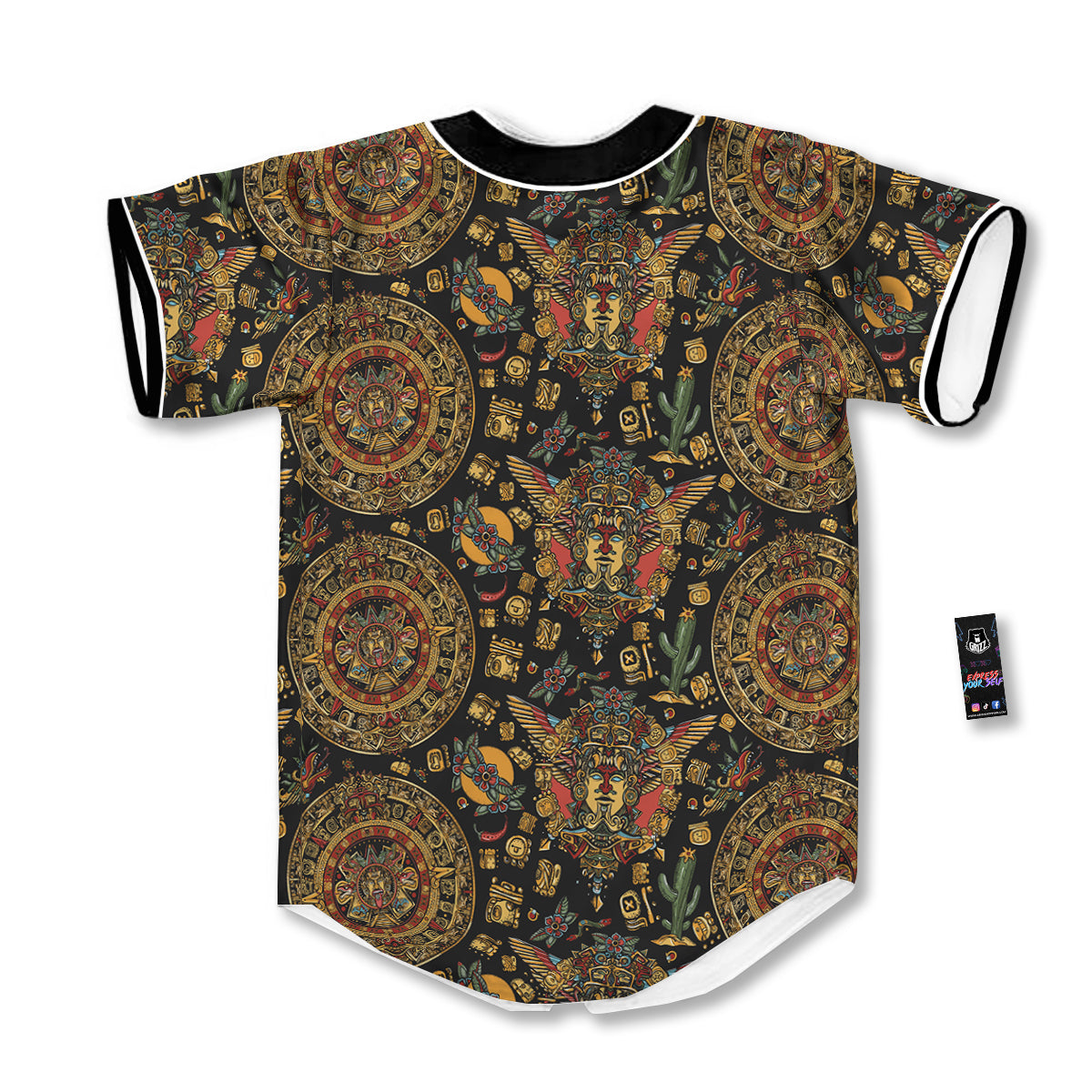 Maya Ancient Print Pattern Baseball Jersey-grizzshop