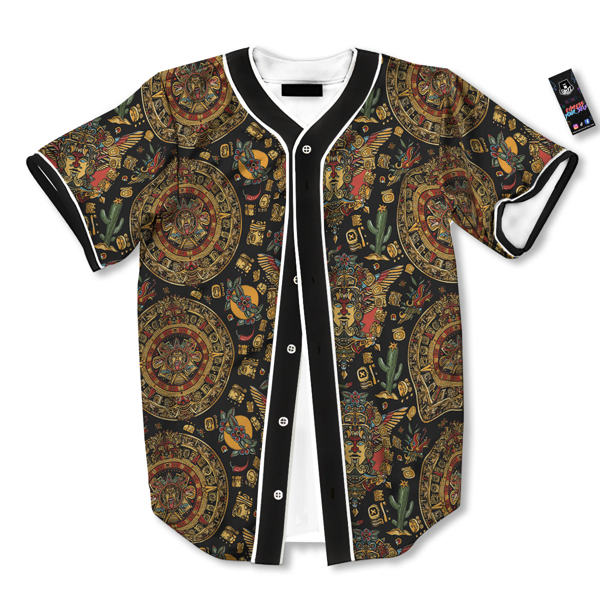 Maya Ancient Print Pattern Baseball Jersey-grizzshop