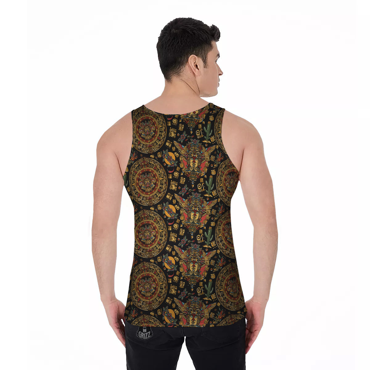 Maya Ancient Print Pattern Men's Tank Top-grizzshop