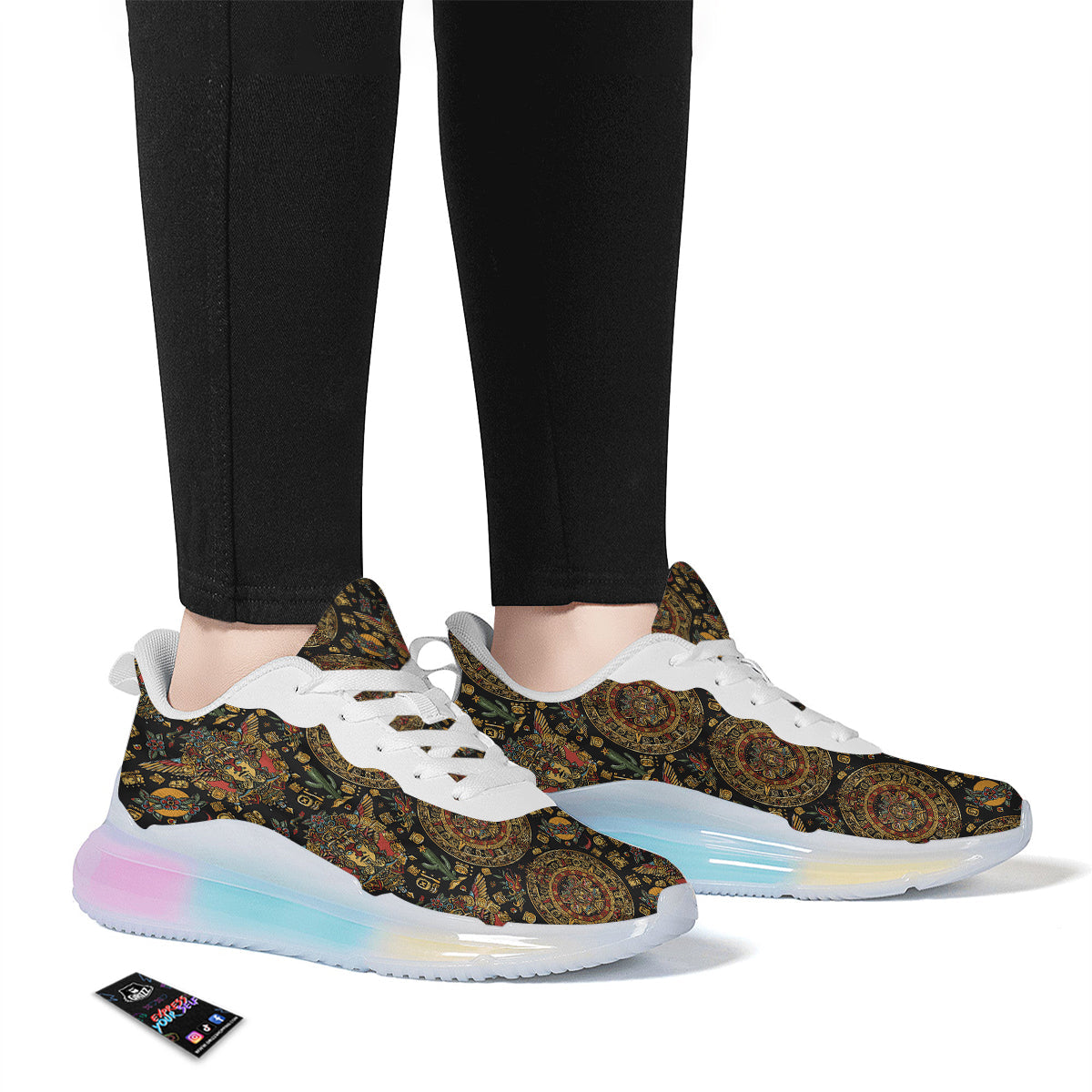 Maya Ancient Print Pattern Running Sneakers-grizzshop