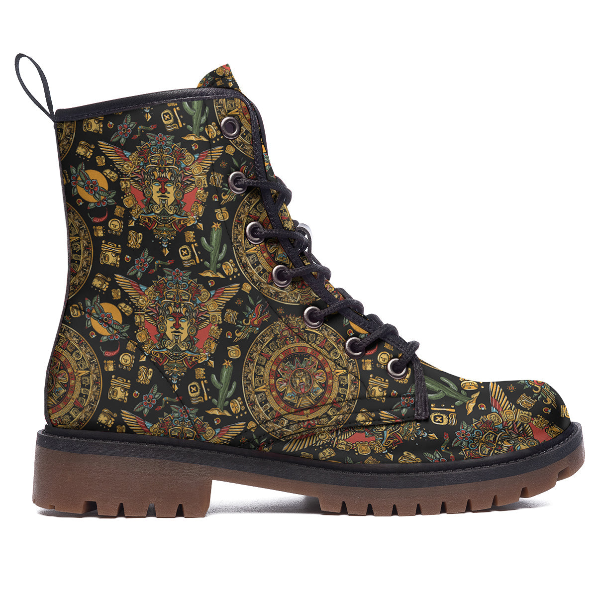 Maya Ancient Print Pattern Work Boots-grizzshop