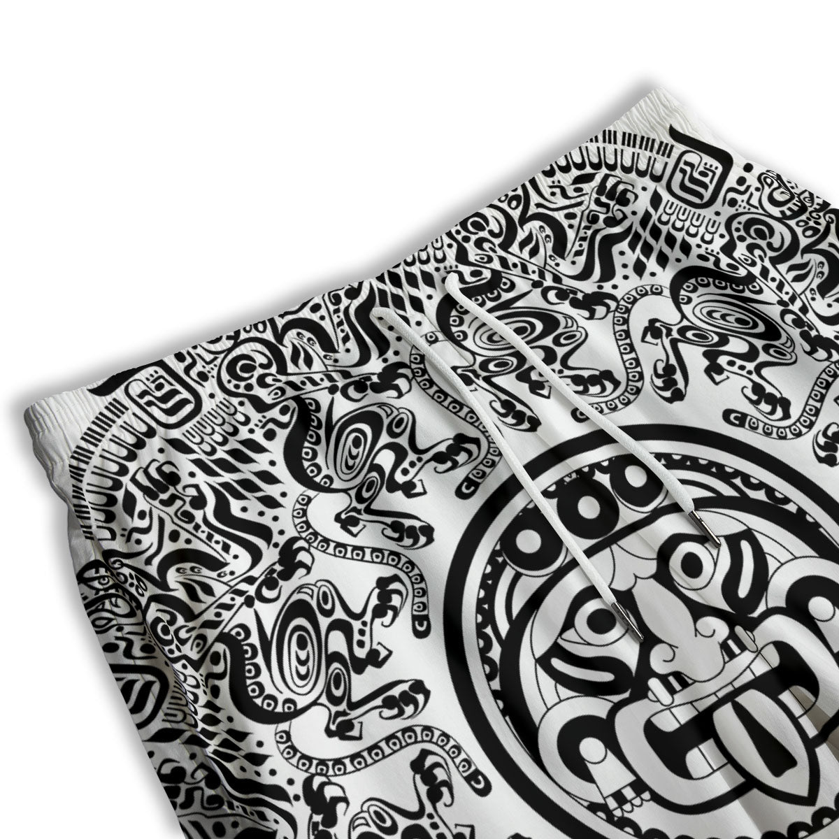 Maya Calendar White And Black Print Men's Athletic Shorts