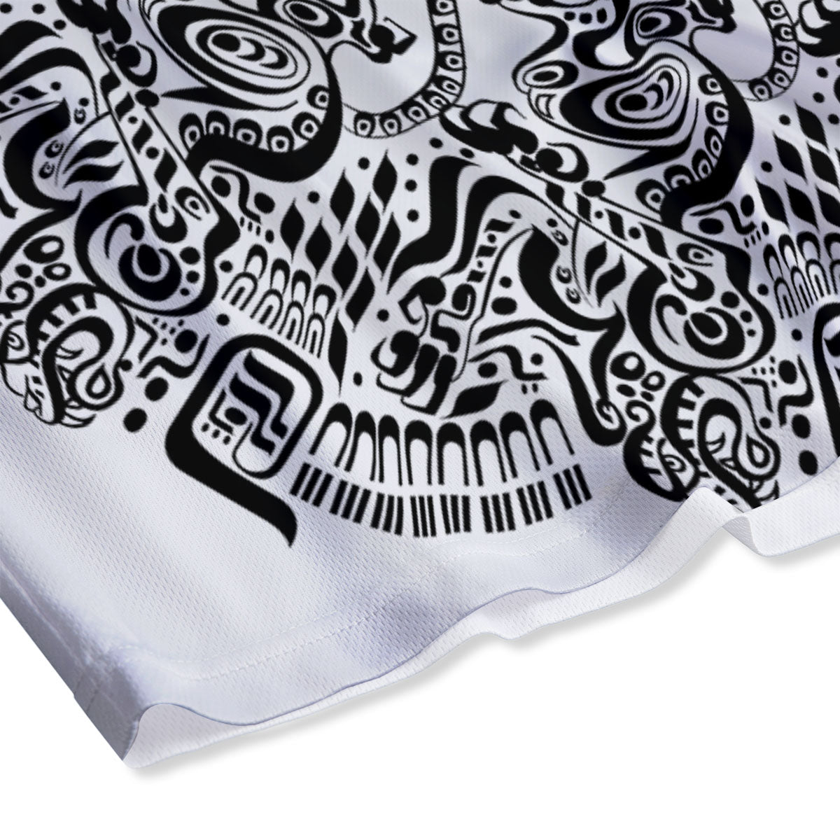 Maya Calendar White And Black Print Mesh Shorts