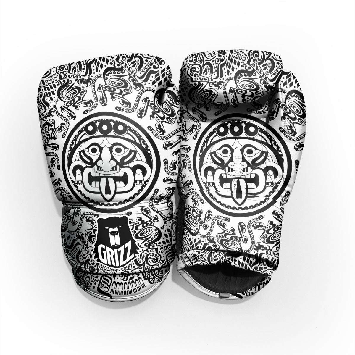 Maya Calendar White And Black Print Pro Boxing Glove