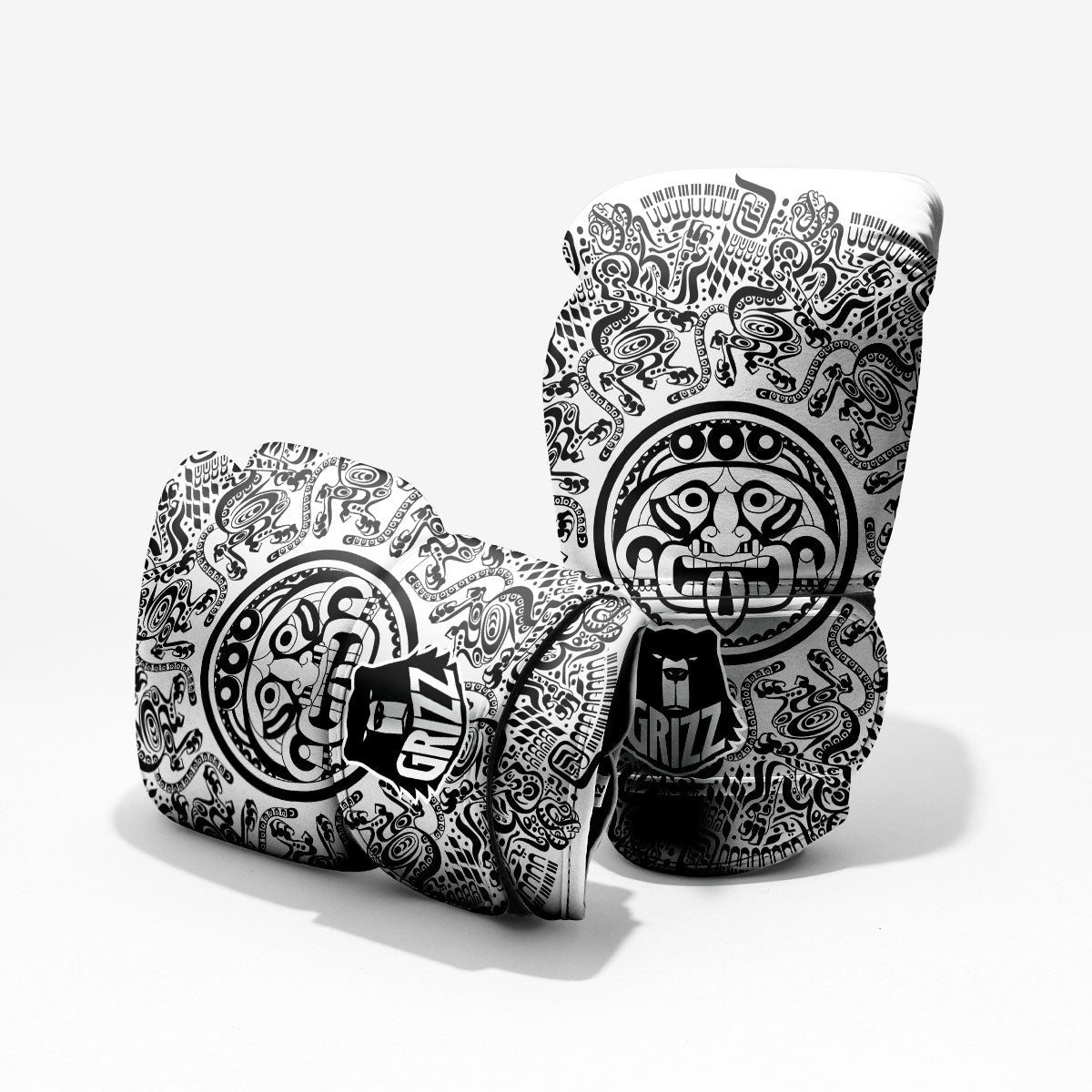 Maya Calendar White And Black Print Pro Boxing Glove