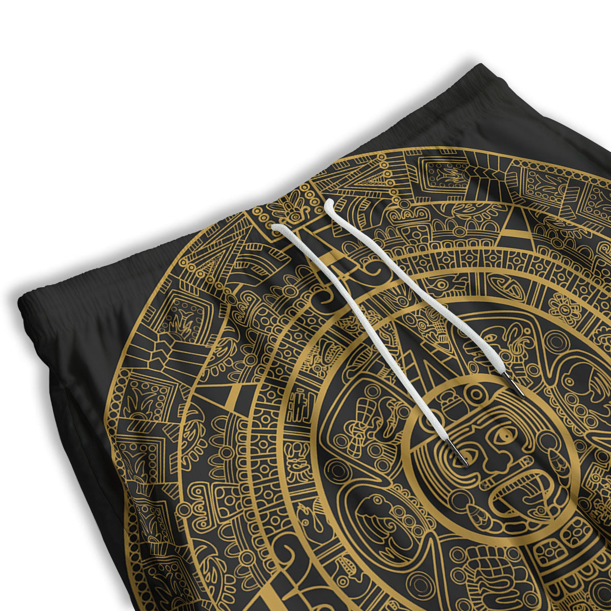 Maya Calendar Yellow And Black Print Men's Athletic Shorts