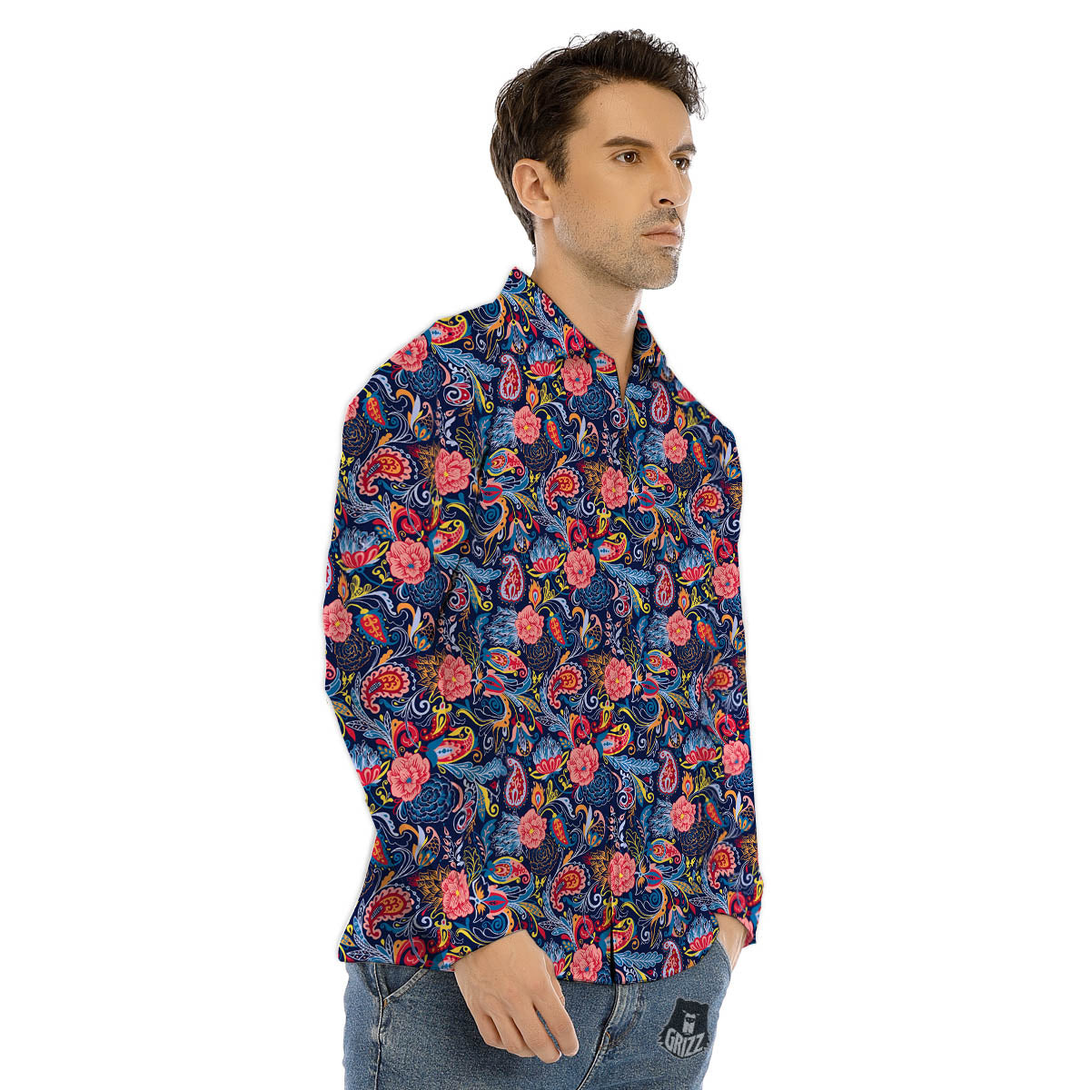 Maya Calendar Yellow And Black Print Men's Dress Shirts-grizzshop