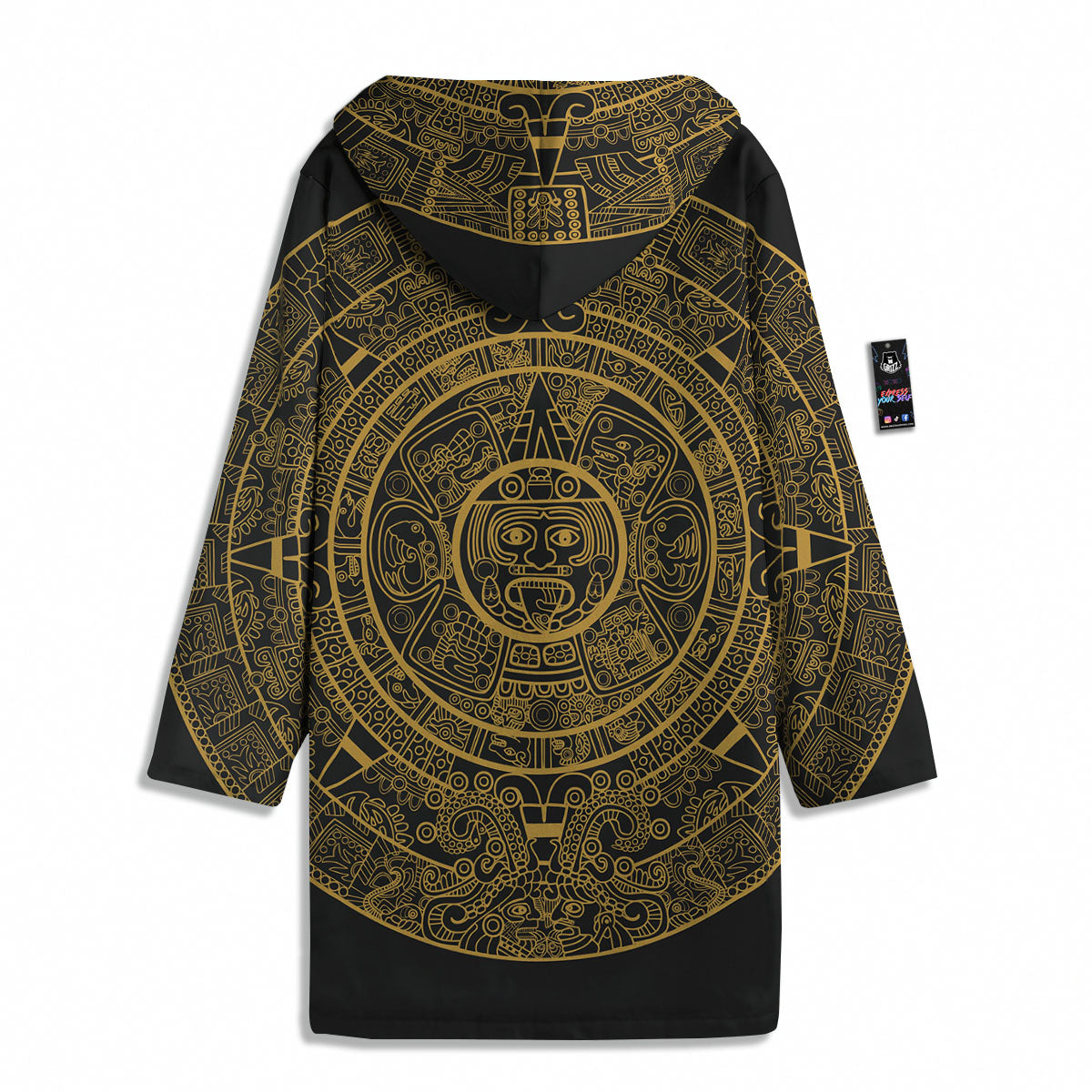 Maya Calendar Yellow And Black Print Men's Windbreaker Jacket-grizzshop
