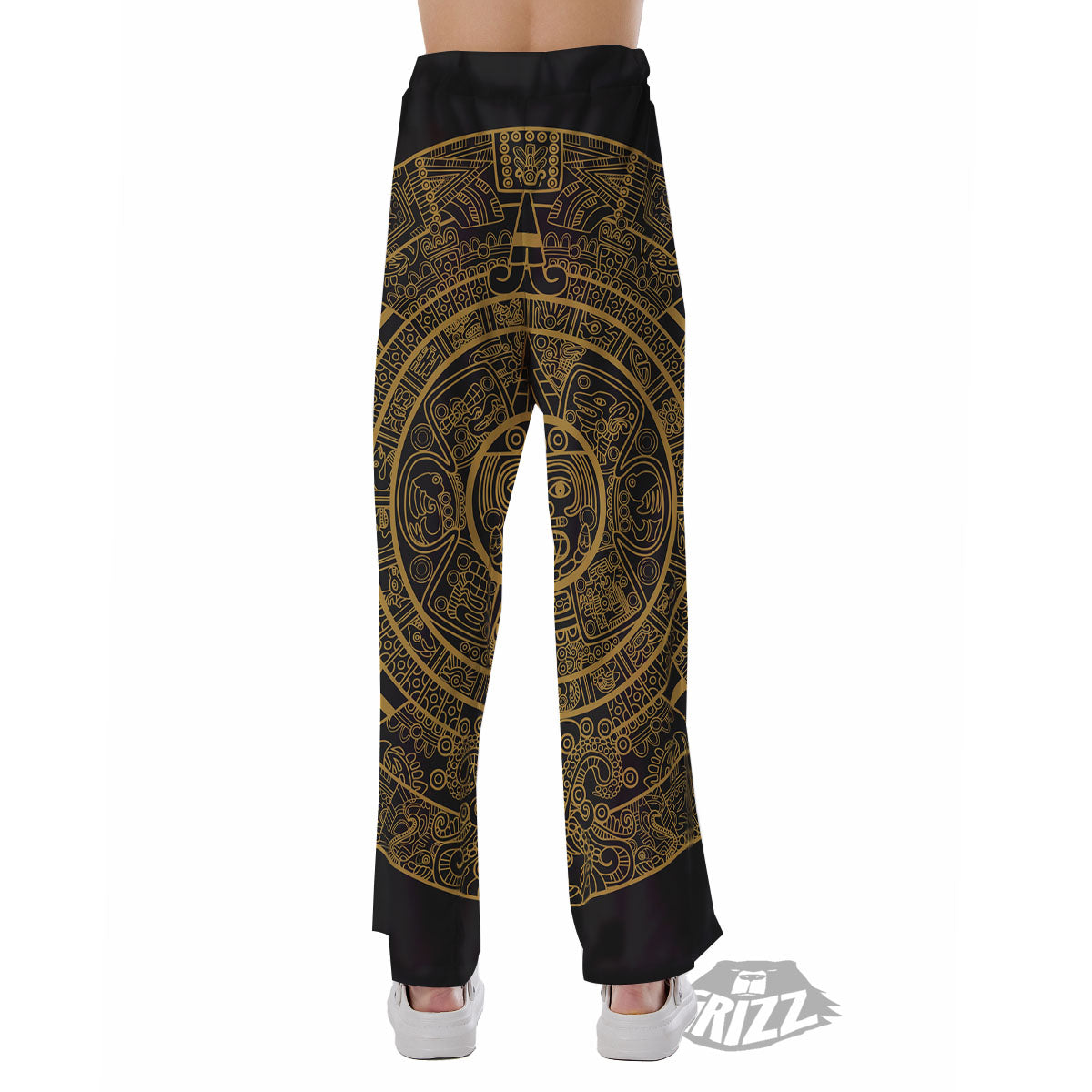 Maya Calendar Yellow And Black Print Pajama Pants-grizzshop