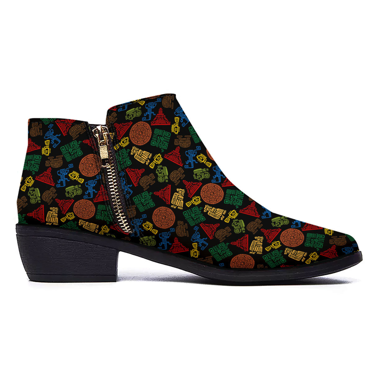 Maya Colorful Print Pattern Ankle Boots-grizzshop