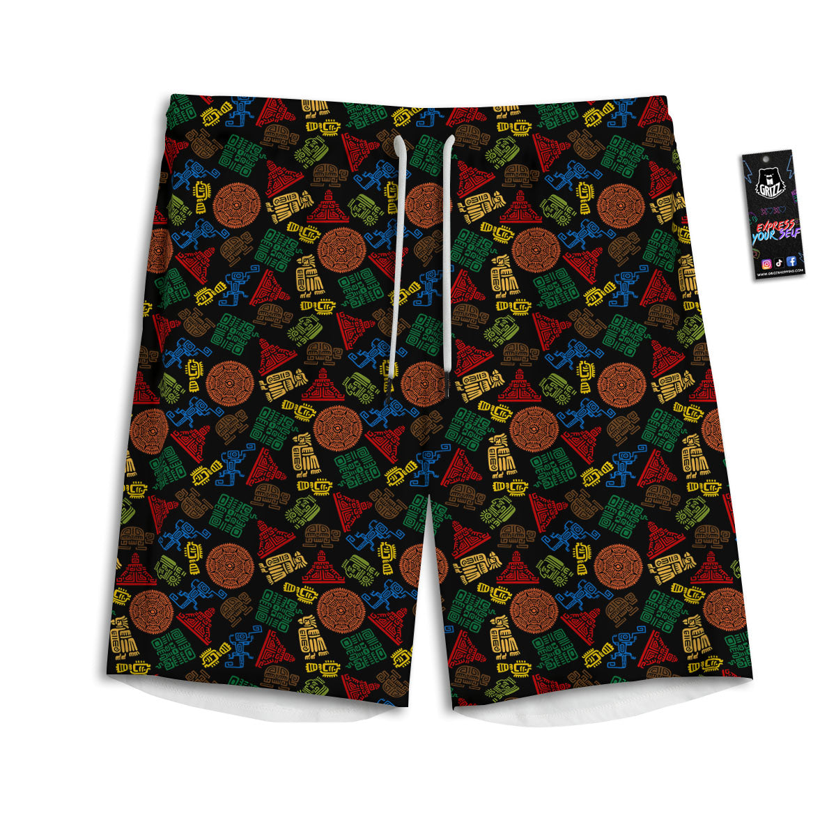 Maya Colorful Print Pattern Men's Athletic Shorts