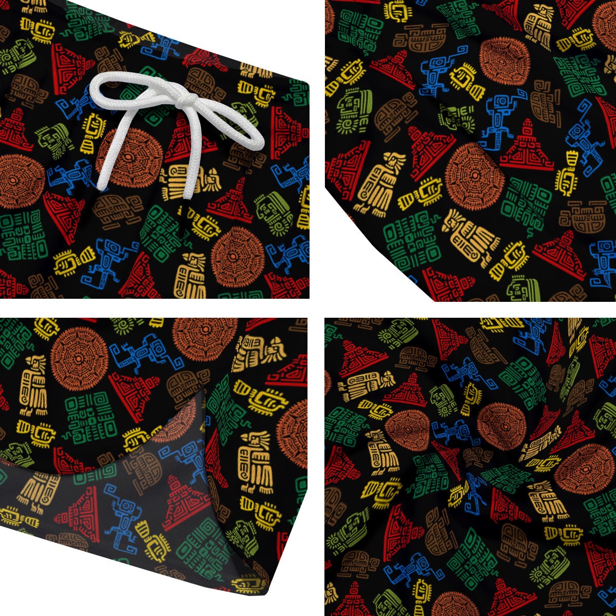 Maya Colorful Print Pattern Men's Running Shorts-grizzshop