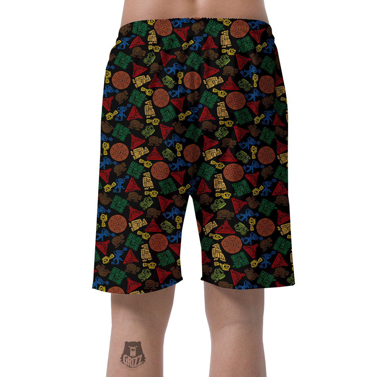 Maya Colorful Print Pattern Men's Shorts-grizzshop