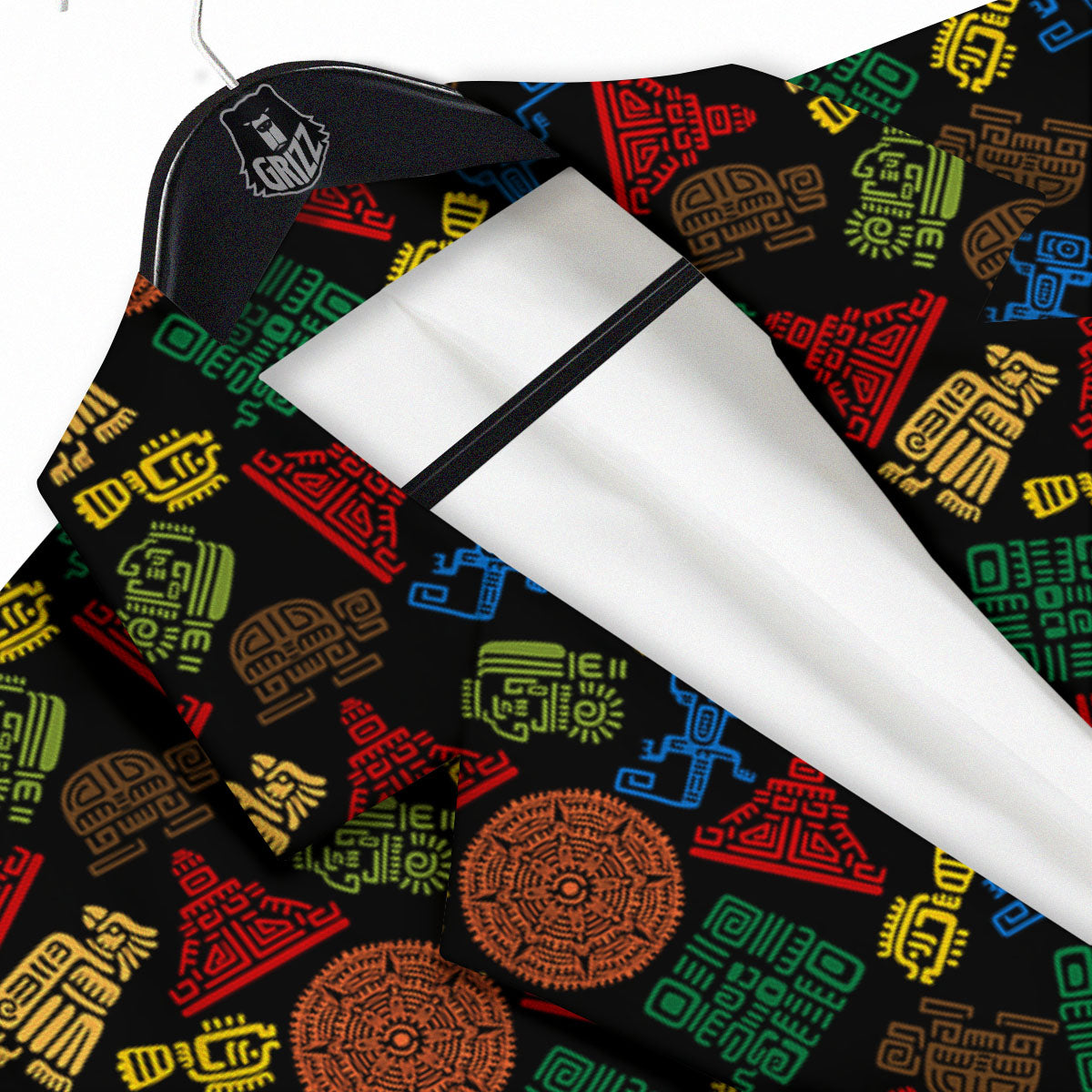 Maya Colorful Print Pattern Men's Sport Coat-grizzshop