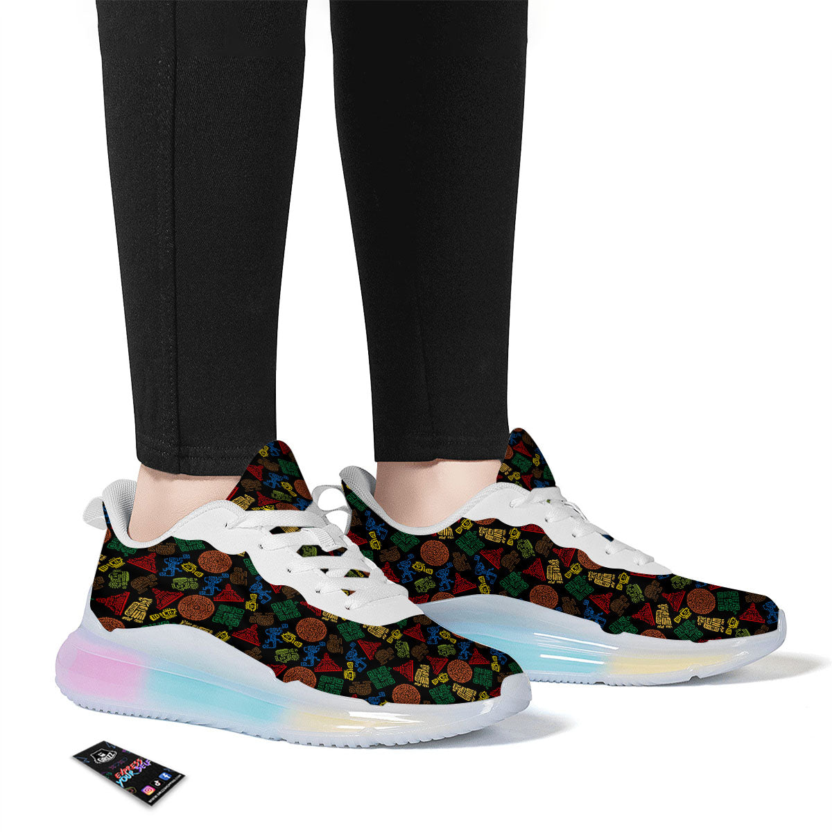 Maya Colorful Print Pattern Running Sneakers-grizzshop