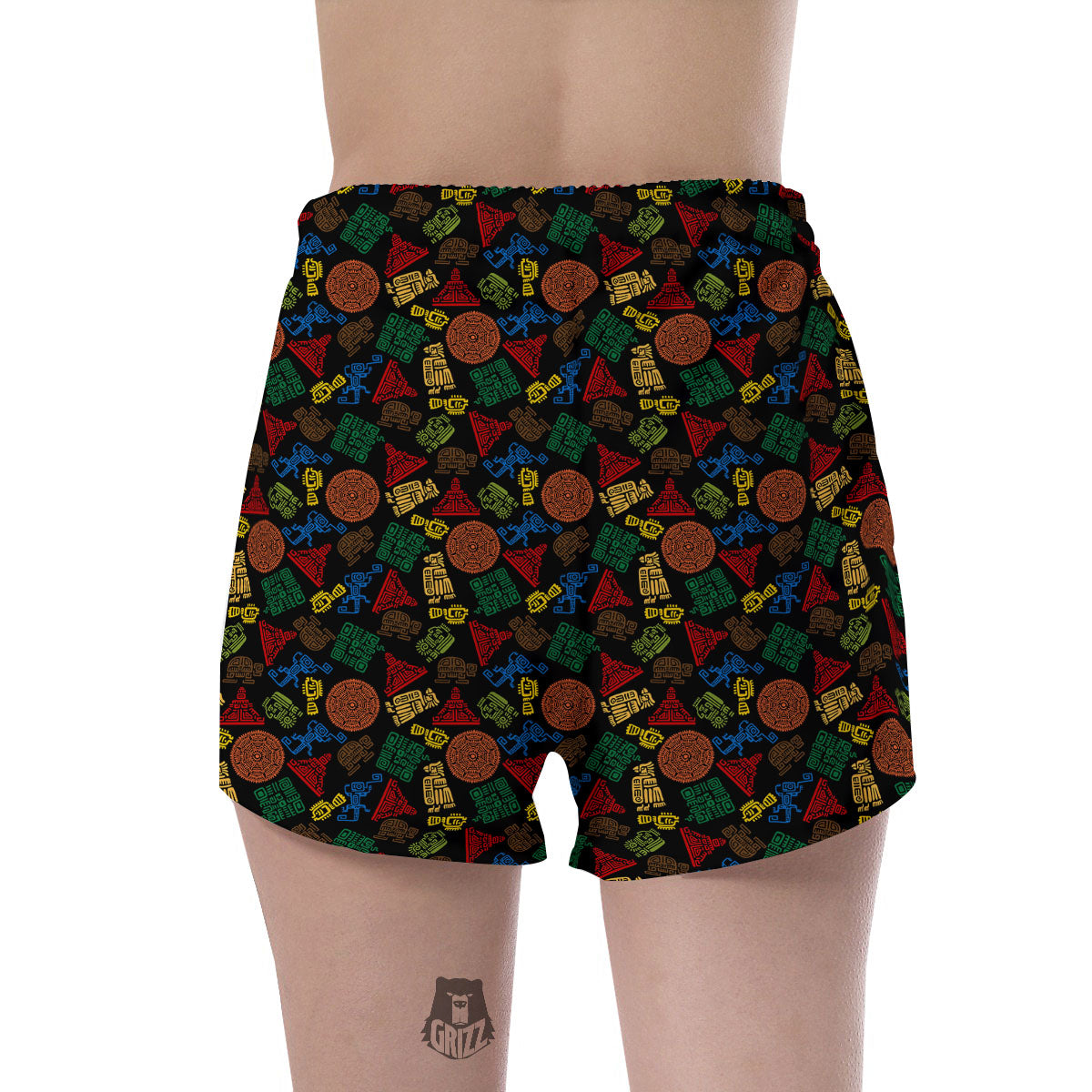 Maya Colorful Print Pattern Women's Shorts-grizzshop