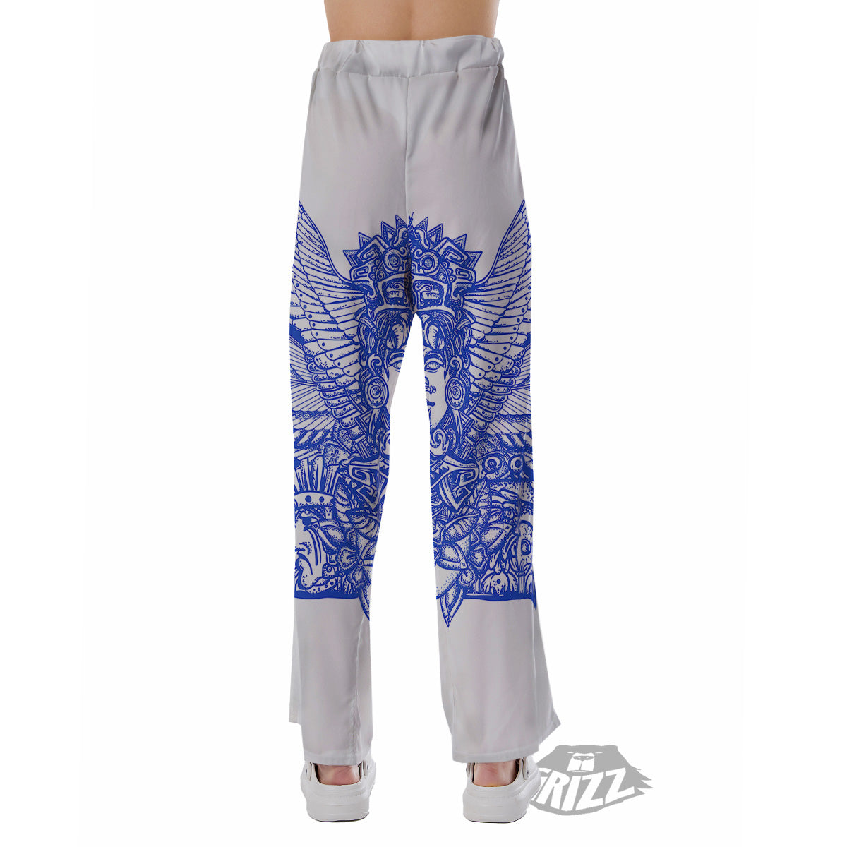 Mayan Statue White And Blue Print Pajama Pants-grizzshop